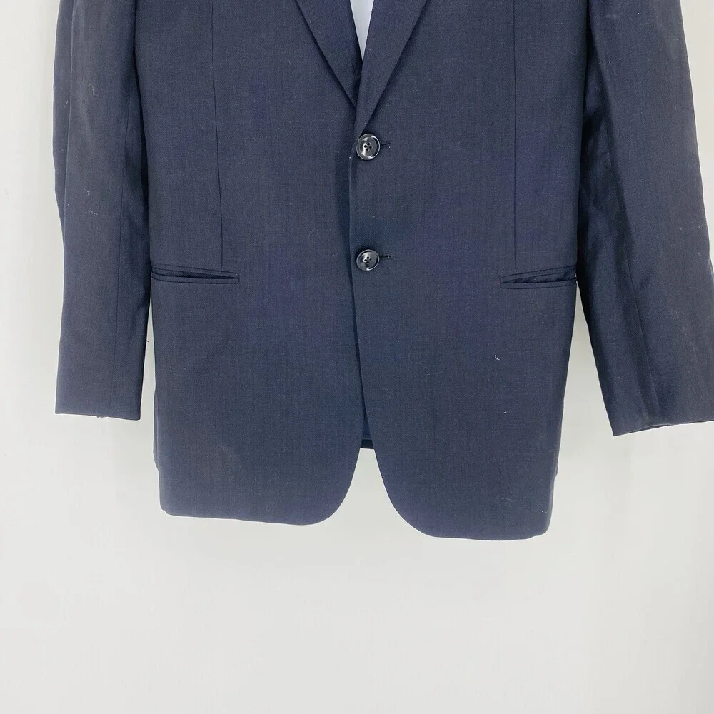 Armani Collezioni Men’s Navy Blue Suit Jacket Size 40 Italy Blazer Wool/Linen